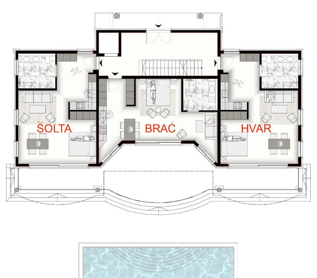 Villa Bella Vista Am Meer Трогир Экстерьер фото
